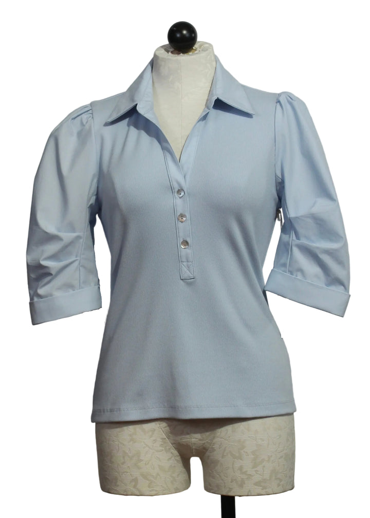 Light Blue Camden Contrast Henley Top by Fifteen Twenty 