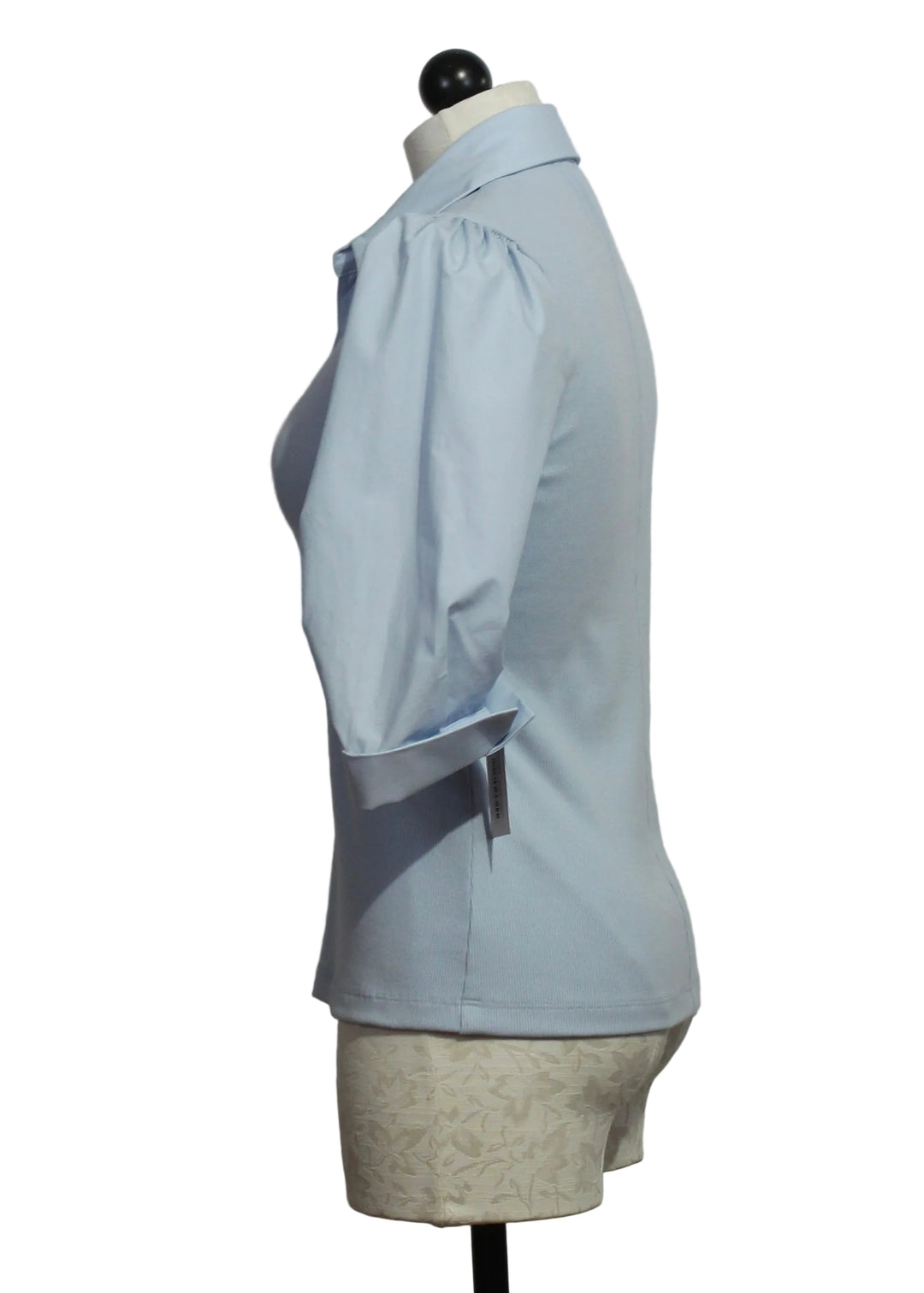 side view of the Light Blue Camden Contrast Henley Top by Fifteen Twenty 