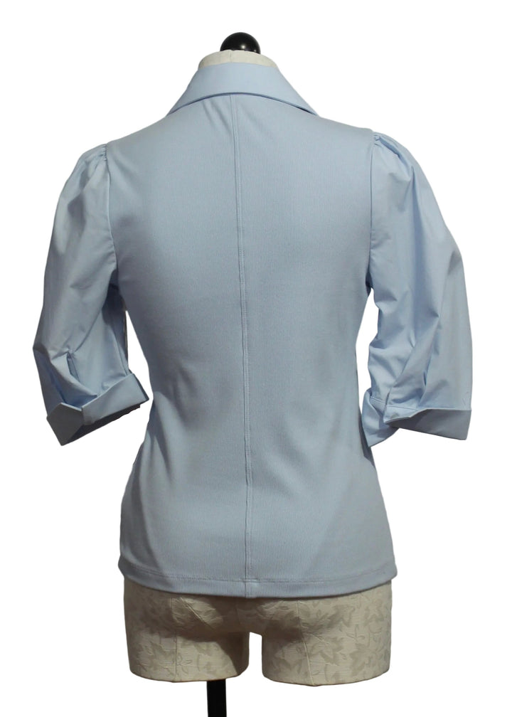 back view of the Light Blue Camden Contrast Henley Top by Fifteen Twenty 