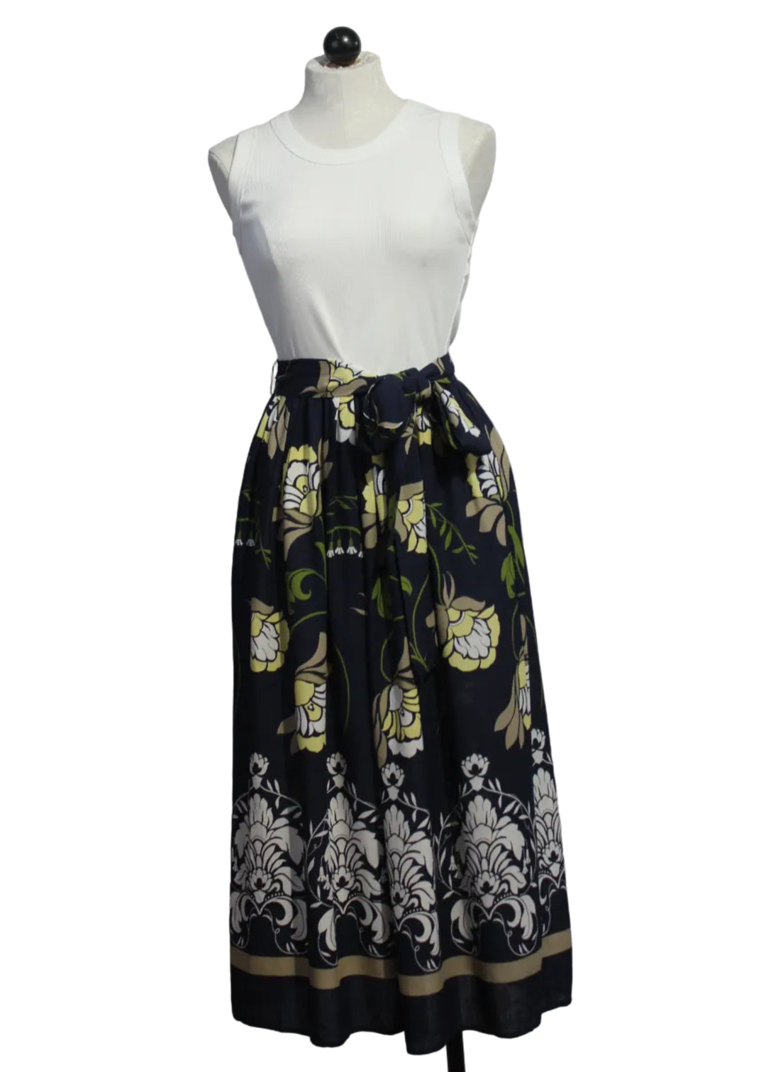 Navy Off White Seline Contrast Midi Dress by Fifteen Twenty