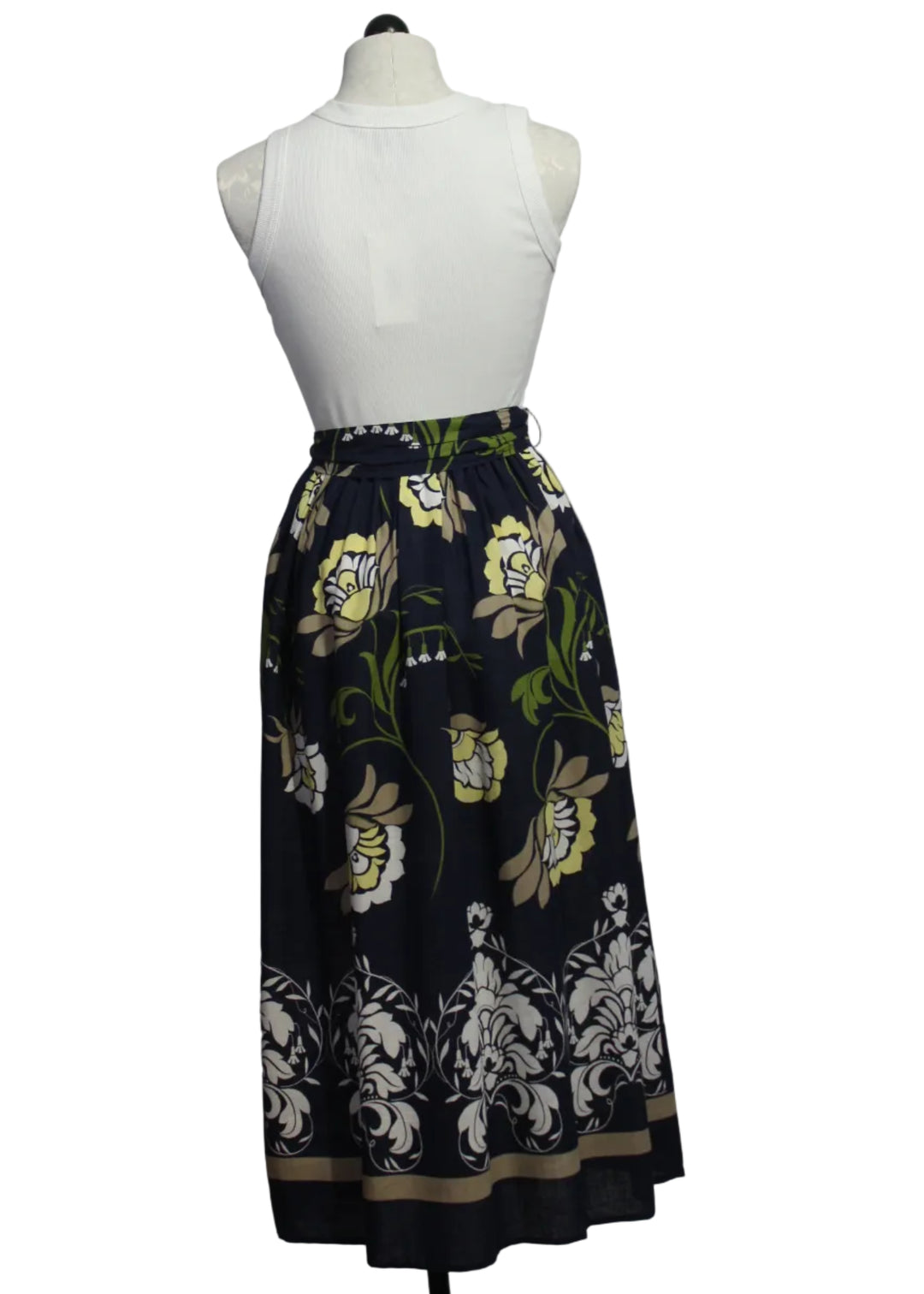 back view of Navy Off White Seline Contrast Midi Dress by Fifteen Twenty