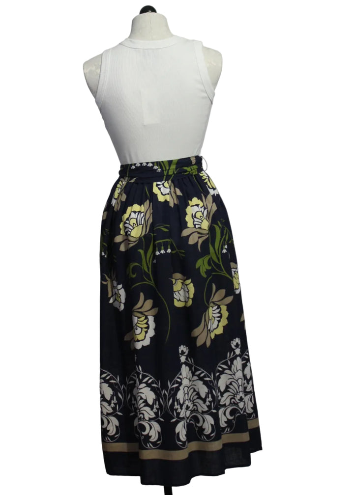 back view of Navy Off White Seline Contrast Midi Dress by Fifteen Twenty