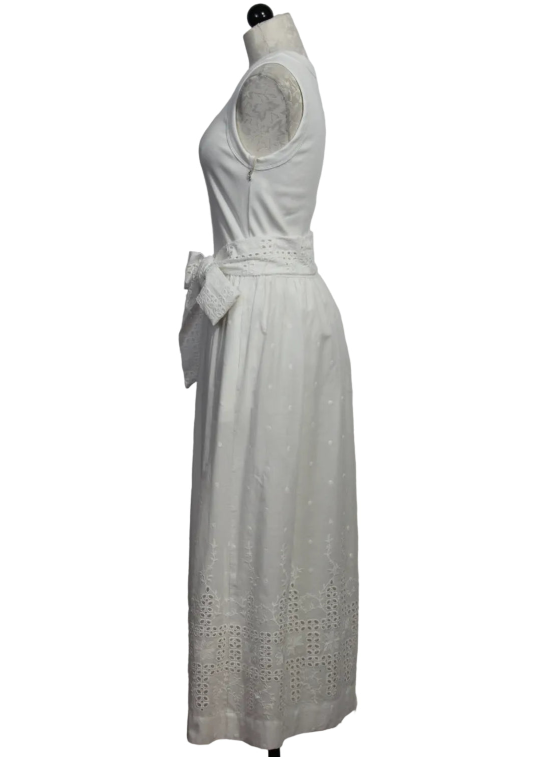 side view of Off-White Seline Contrast Midi Dress by Fifteen Twenty