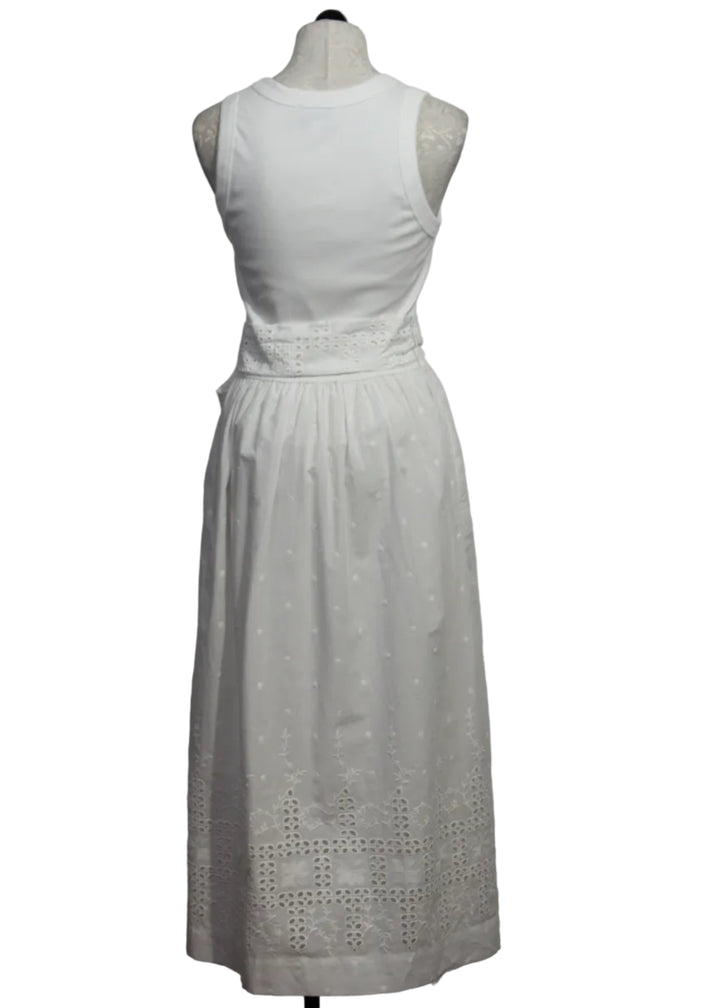 back view of Off-White Seline Contrast Midi Dress by Fifteen Twenty