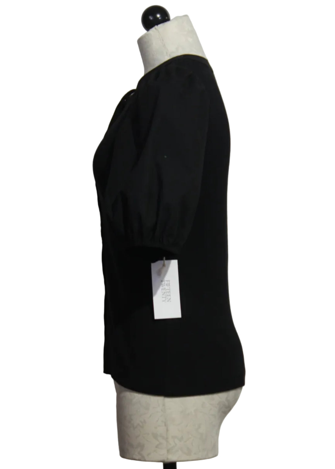 side view of Black Terryn Contrast Top by Fifteen Twenty