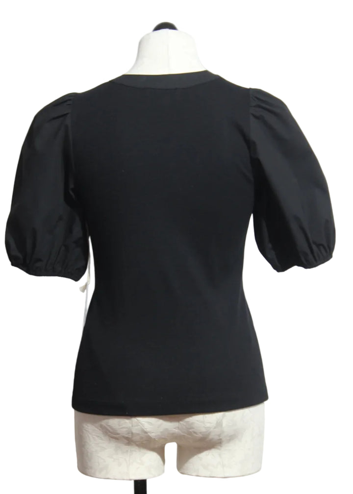 back view of Black Terryn Contrast Top by Fifteen Twenty