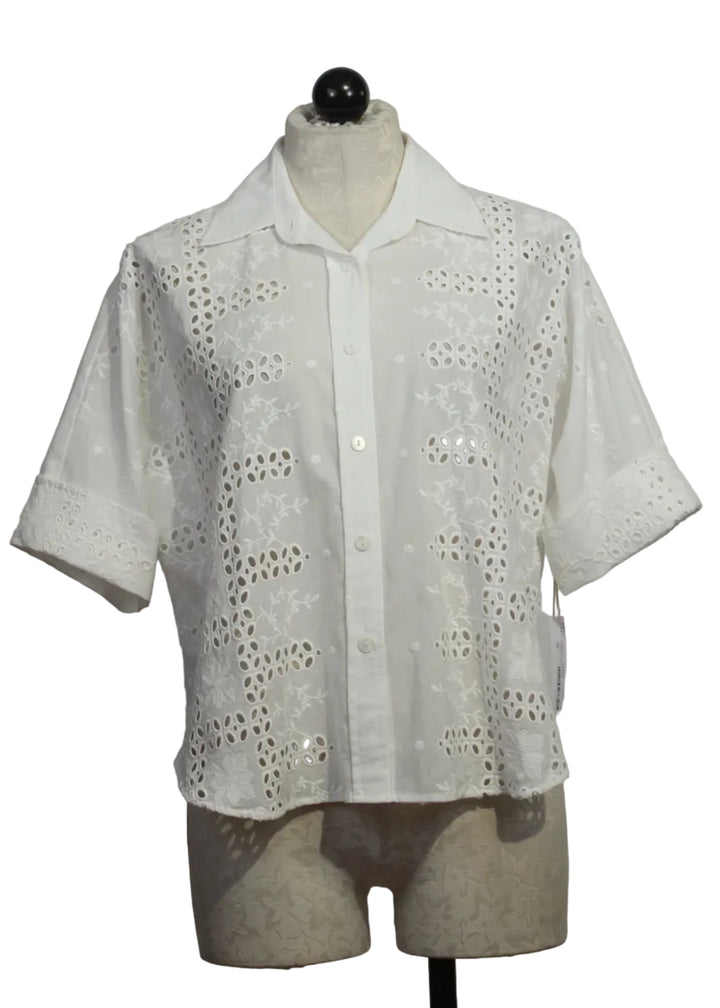 White Alisa Eyelet Top by Fifteen Twenty