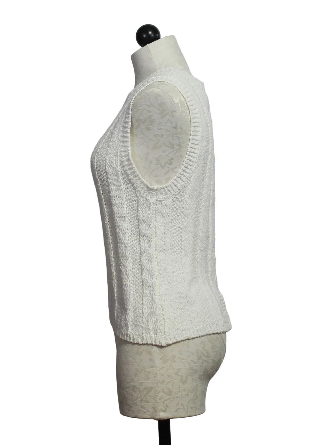 side view of Off-White Zaydee Crochet Tank Top by Fifteen Twenty