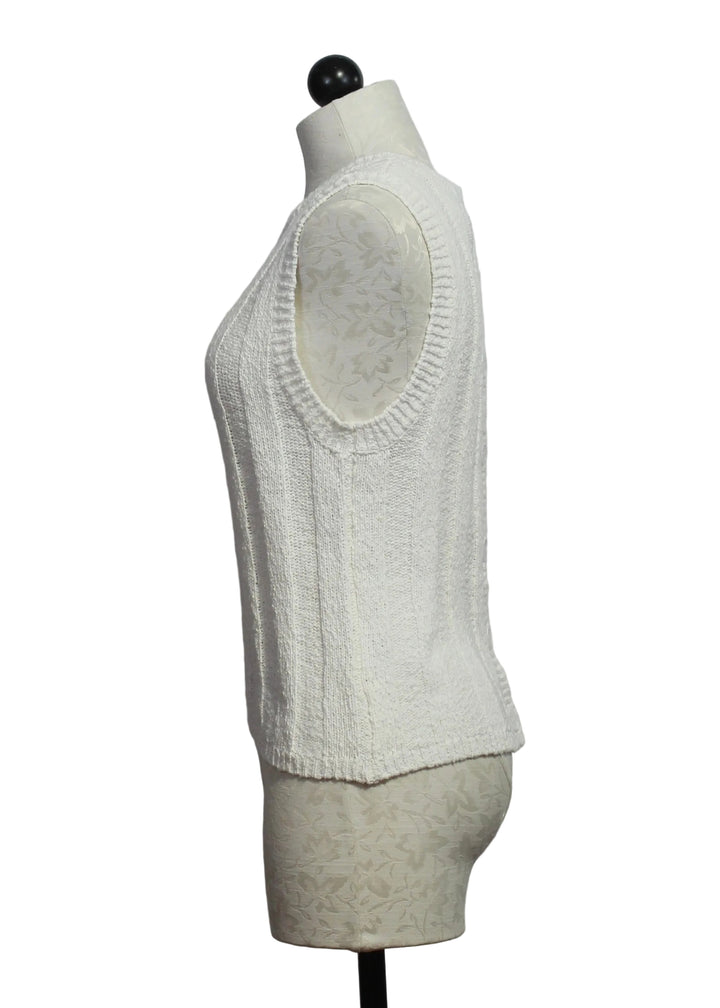 side view of Off-White Zaydee Crochet Tank Top by Fifteen Twenty