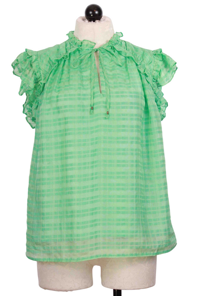 Matcha colored tie neck Tate Top by Marie Oliver