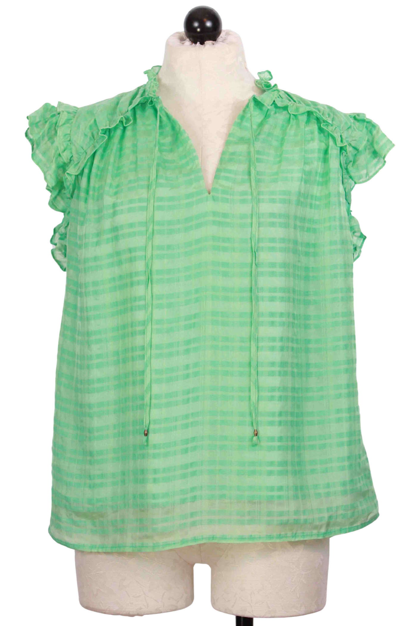 Matcha colored tie neck Tate Top by Marie Oliver untied