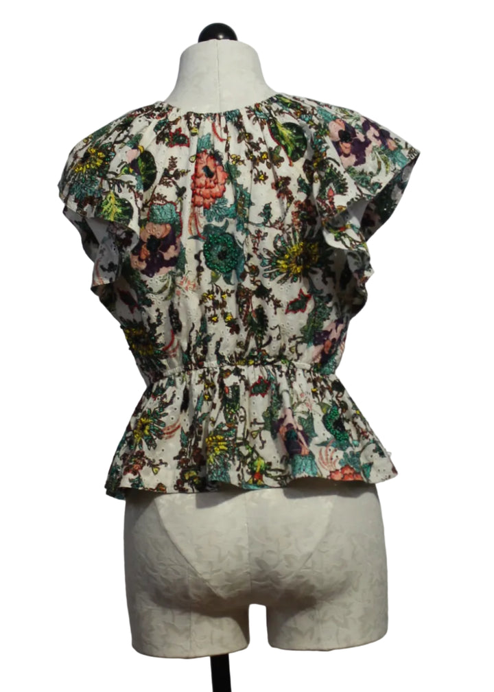 back view of Botanique print Kinsley Top by Marie Oliver