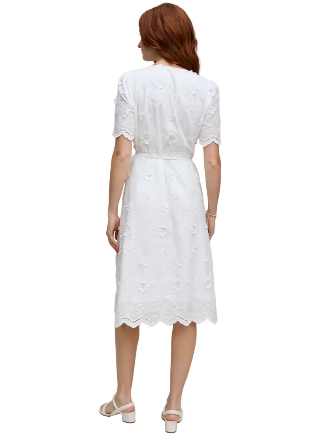 back view of Model wearing The Ivory Meadow Dress by Margaret O'Leary