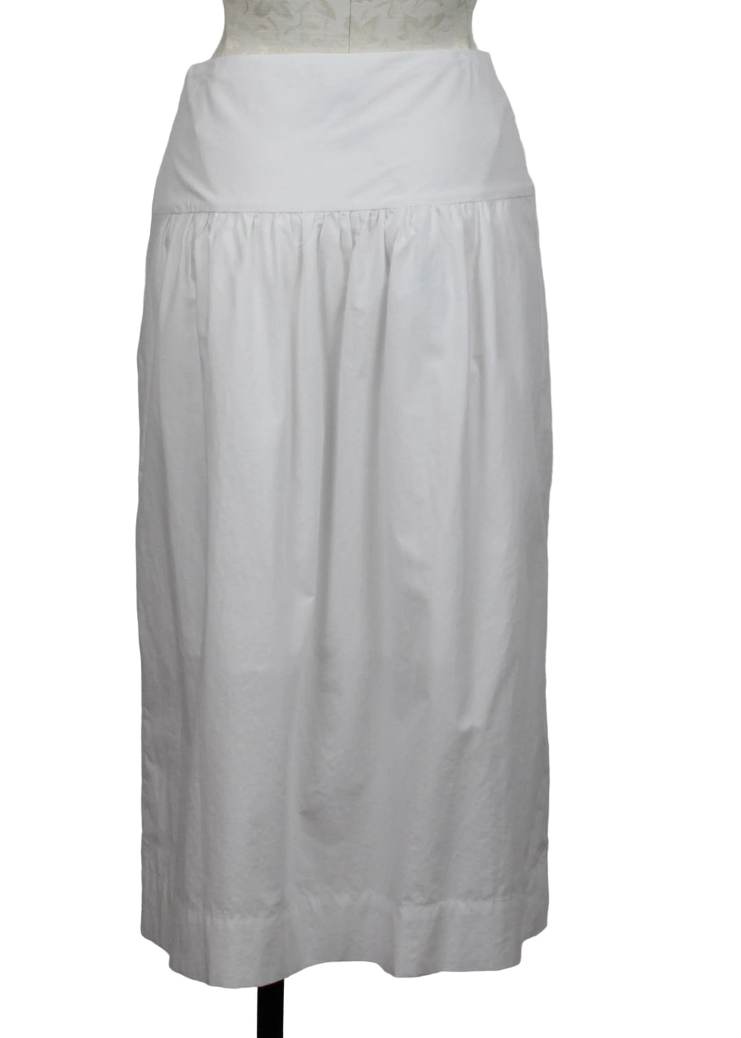 back view of The Venice Poplin Skirt by Margaret O'Leary in a Bright White