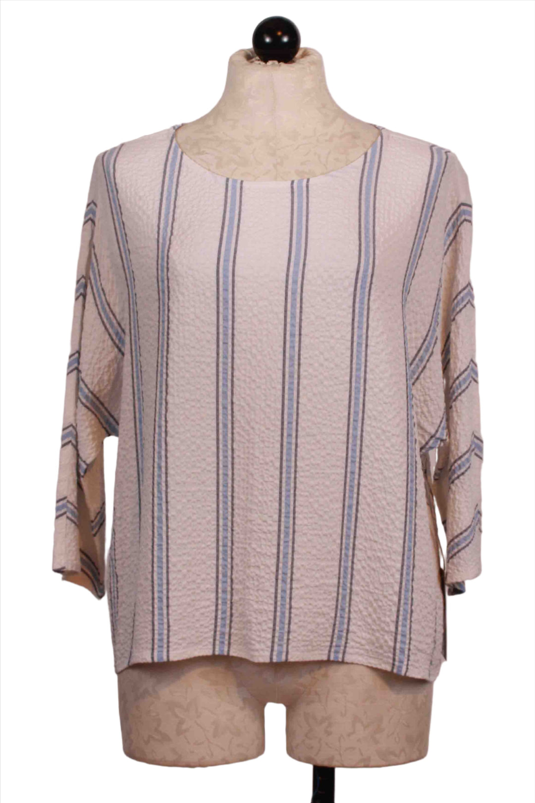 Cornflower Blue colored Crinkle Crepe Stripe Dolman Pullover by Habitat