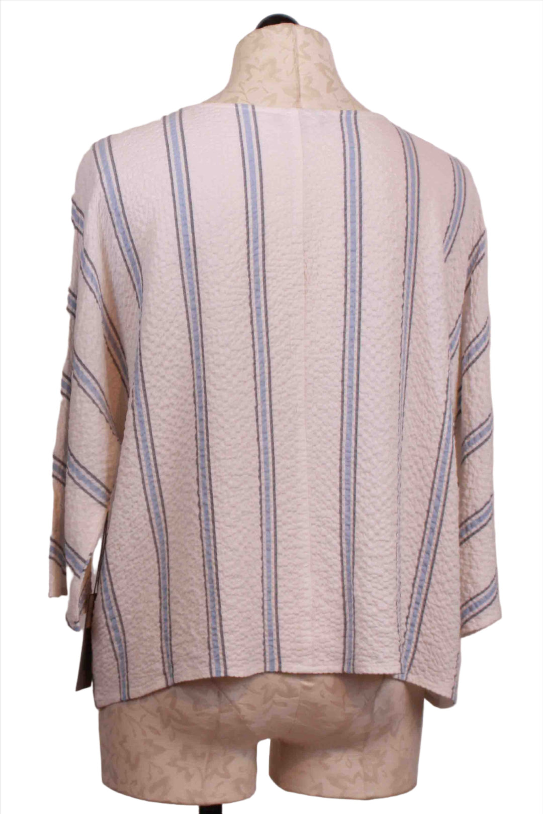 back view of Cornflower Blue colored Crinkle Crepe Stripe Dolman Pullover by Habitat