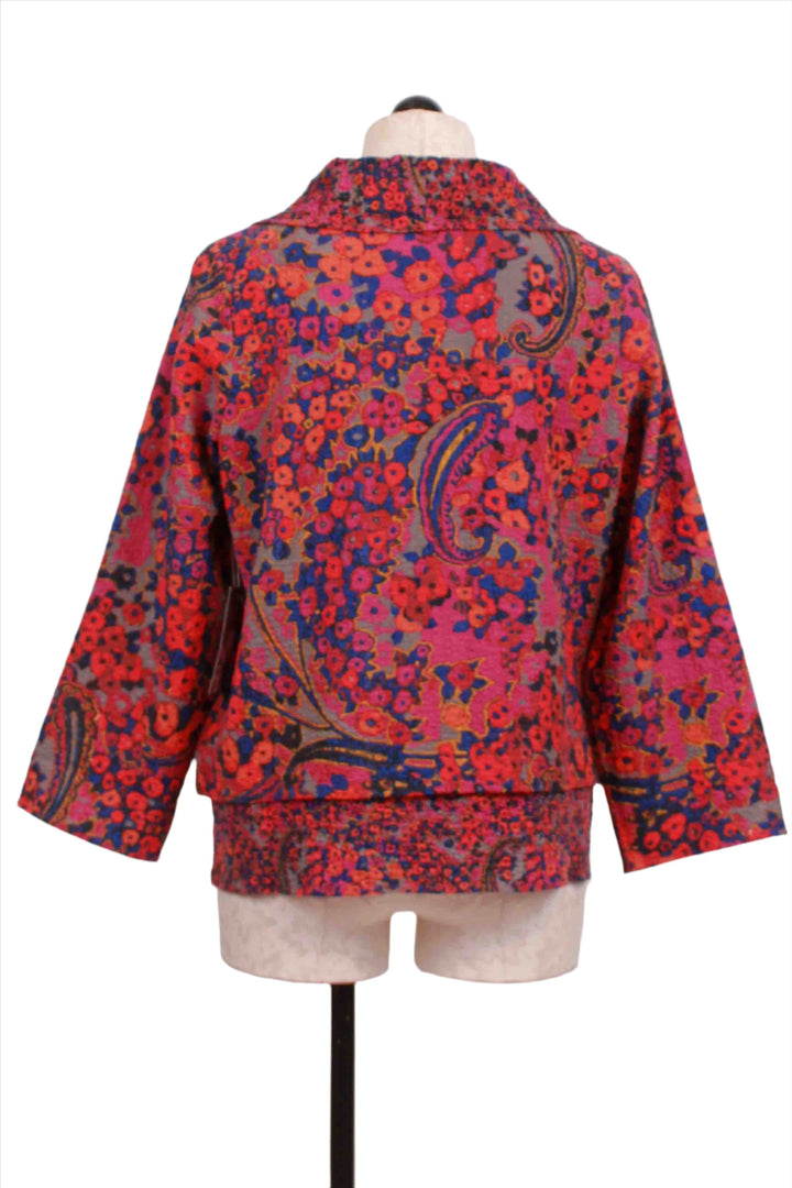 back view of Crinkle Crepe Antique Floral Drape Collar Pullover by Habitat