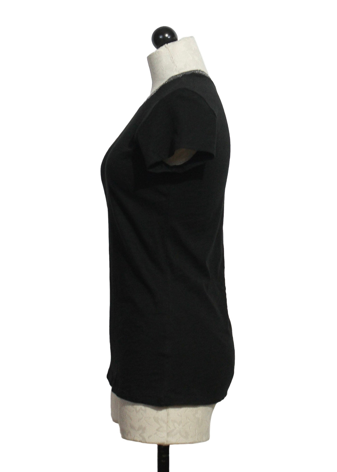 side view of black Pave Ringer Short Sleeve Tee by Goldie