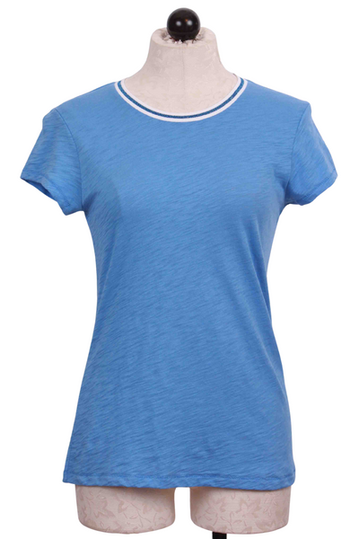 Marina with Blue Metallic Tipped Ringer Tee by Goldie LeWinter