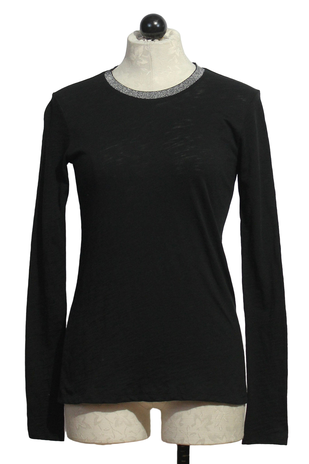 Black Pave Ringer Long Sleeve Tee by Goldie