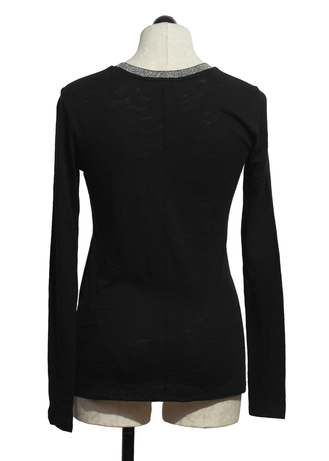 back view of Black Pave Ringer Long Sleeve Tee by Goldie