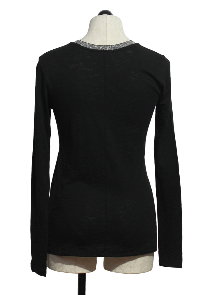 back view of Black Pave Ringer Long Sleeve Tee by Goldie