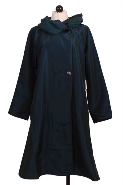 Navy/Black Reversible Pleated Hood Collar Long Length Windbreaker Parisian by UBU