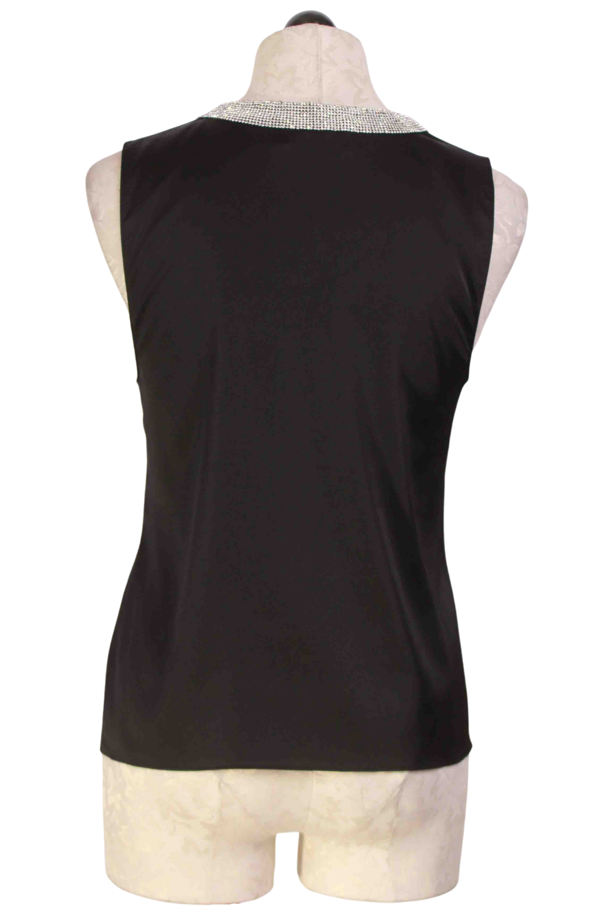 back view of Black Sleeveless Crystal V Neck Candice Top by Generation Love