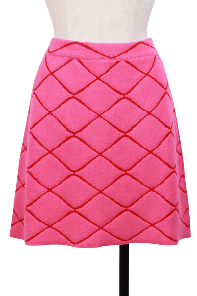 Pink and Red Structure Pattern Mini Skirt By Ivko