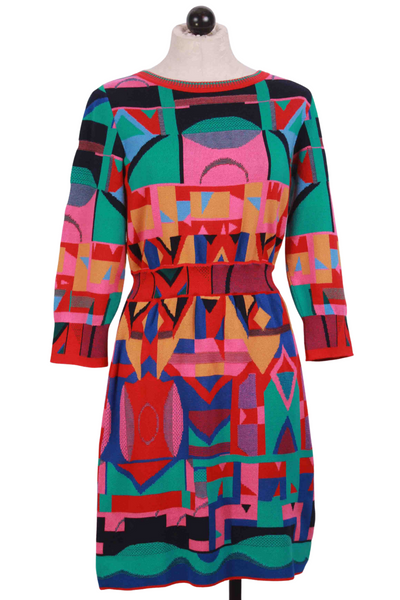 Cherry Multi Abstract Pattern Dress by Ivko