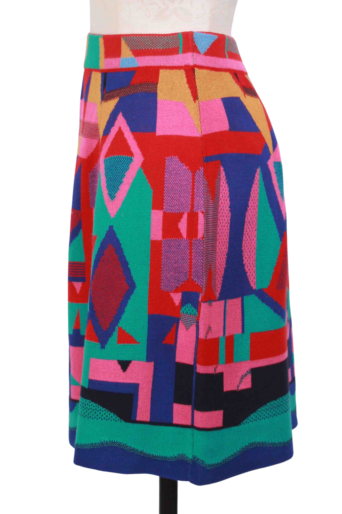 side view of Cherry Multi Abstract Pattern Mini Skirt by Ivko