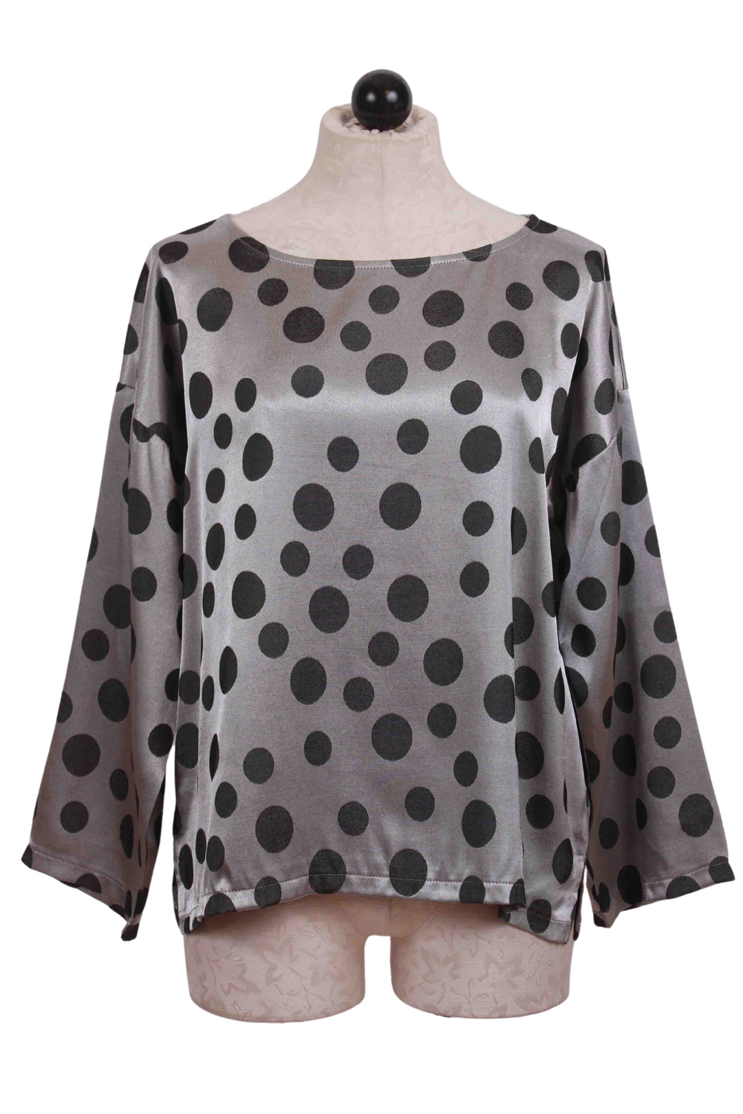 Plates print Long sleeve silver Sloane Top by Kozan