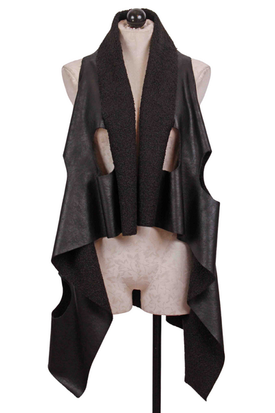 black Vegan Leather Heather Vest by Kozan with holes