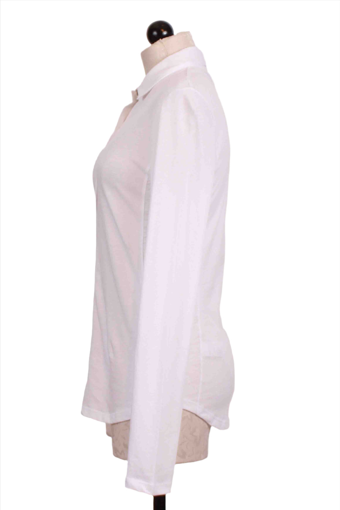 side view of Classic White Button Down by Goldie Lewinter