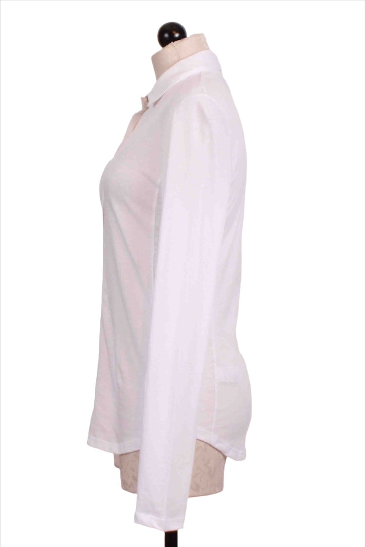 side view of Classic White Button Down by Goldie Lewinter