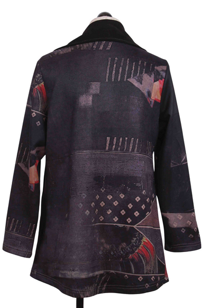 back view of Printed Faux Suede Jacket by Radzoli 