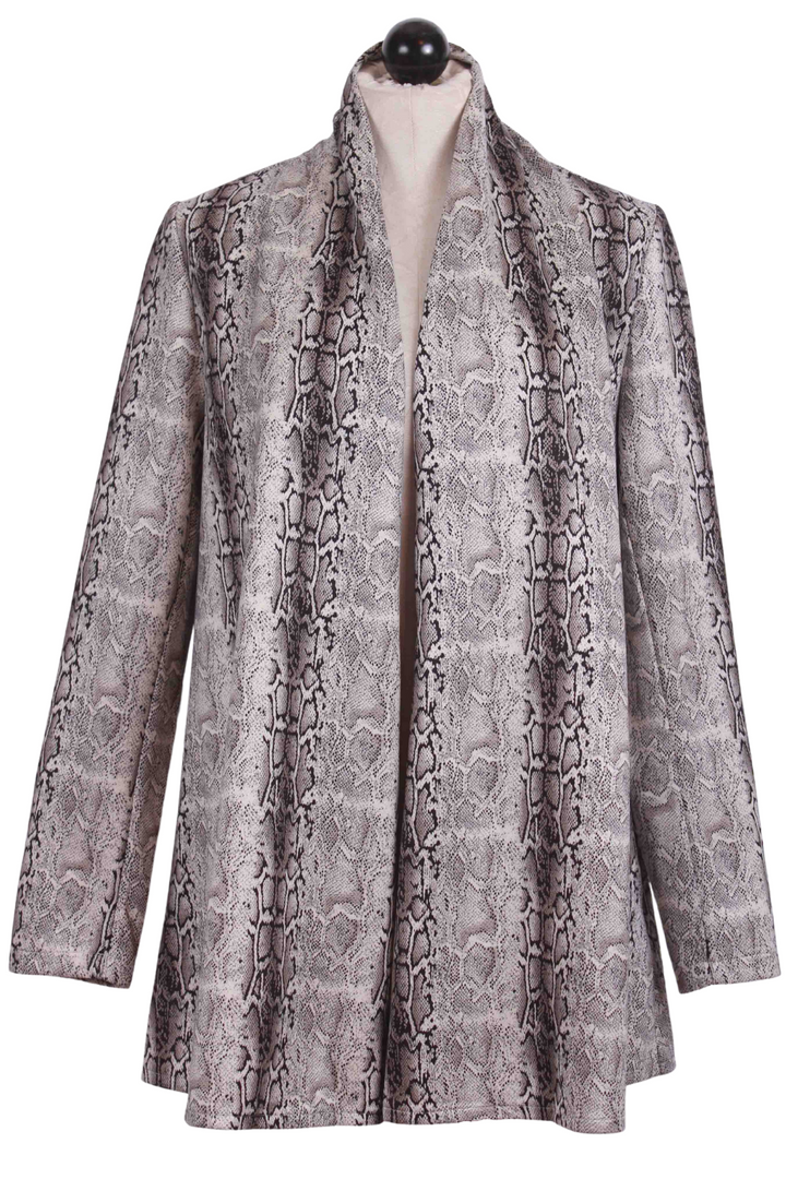 Faux Suede Jacket in a Snakeskin Print by Radzoli