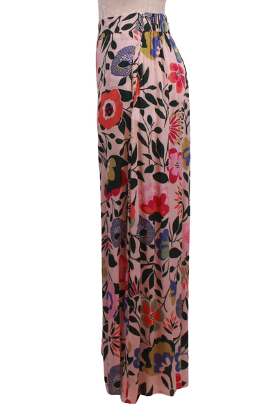 side view of Powder Floral Print Palazzo Pants by Ivko