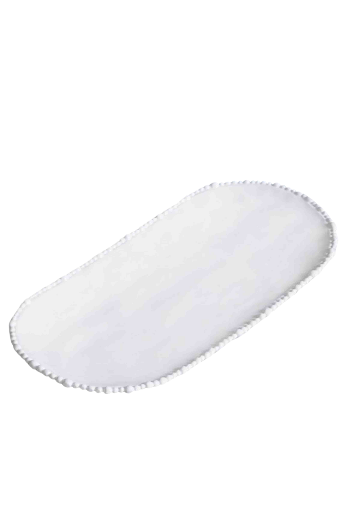 Brilliant White Luxury VIDA Alegria Large Oval Platter by Beatriz Ball with Pearl rimmed detail