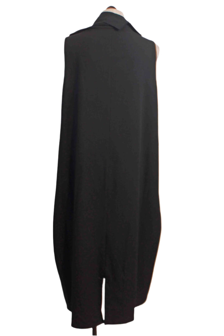 back view of black Sleeveless Dress with a Twisted and Pleated Neck that drapes down the front by Moyuru 