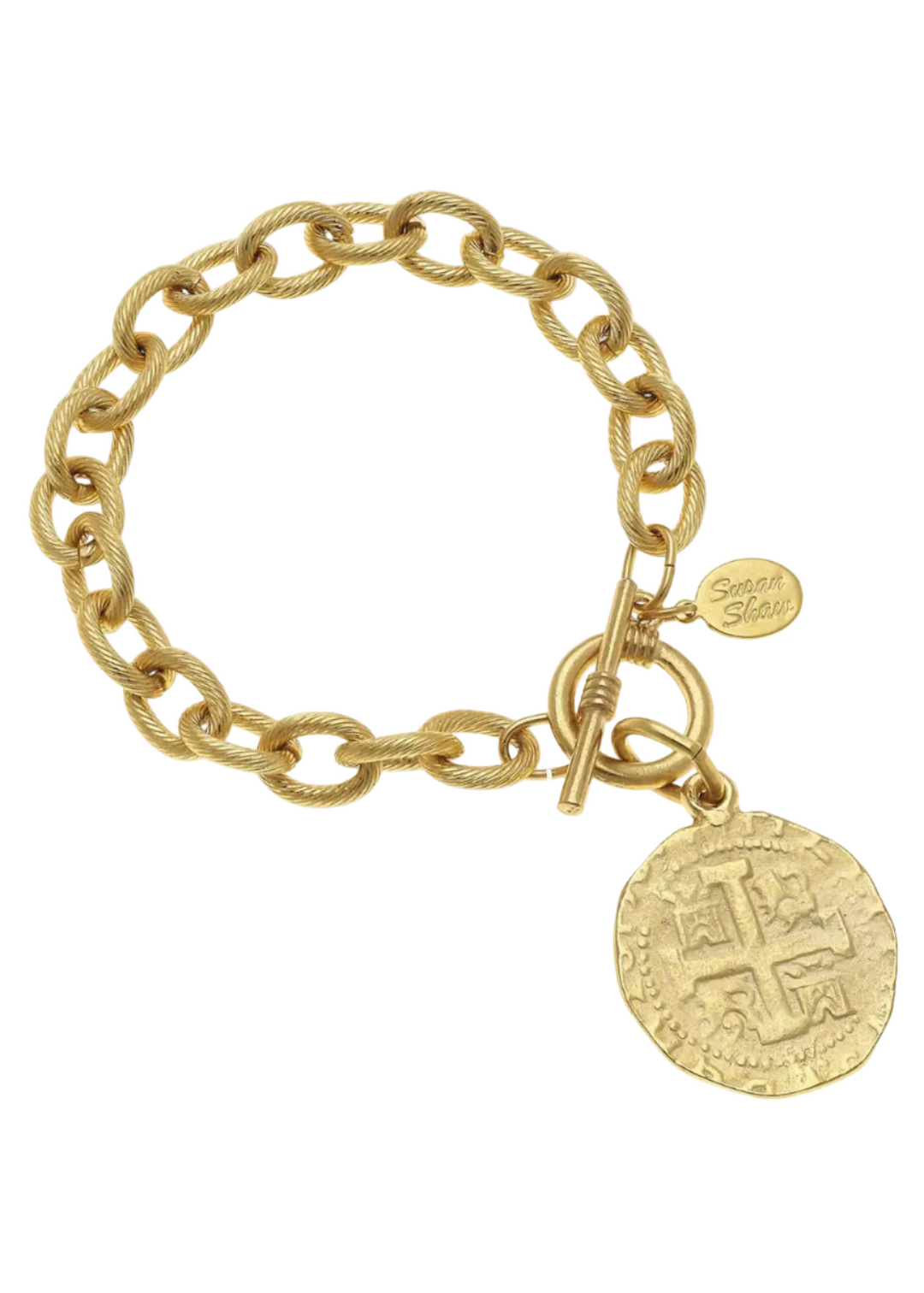 Gold Cross Coin Bracelet by Susan Shaw