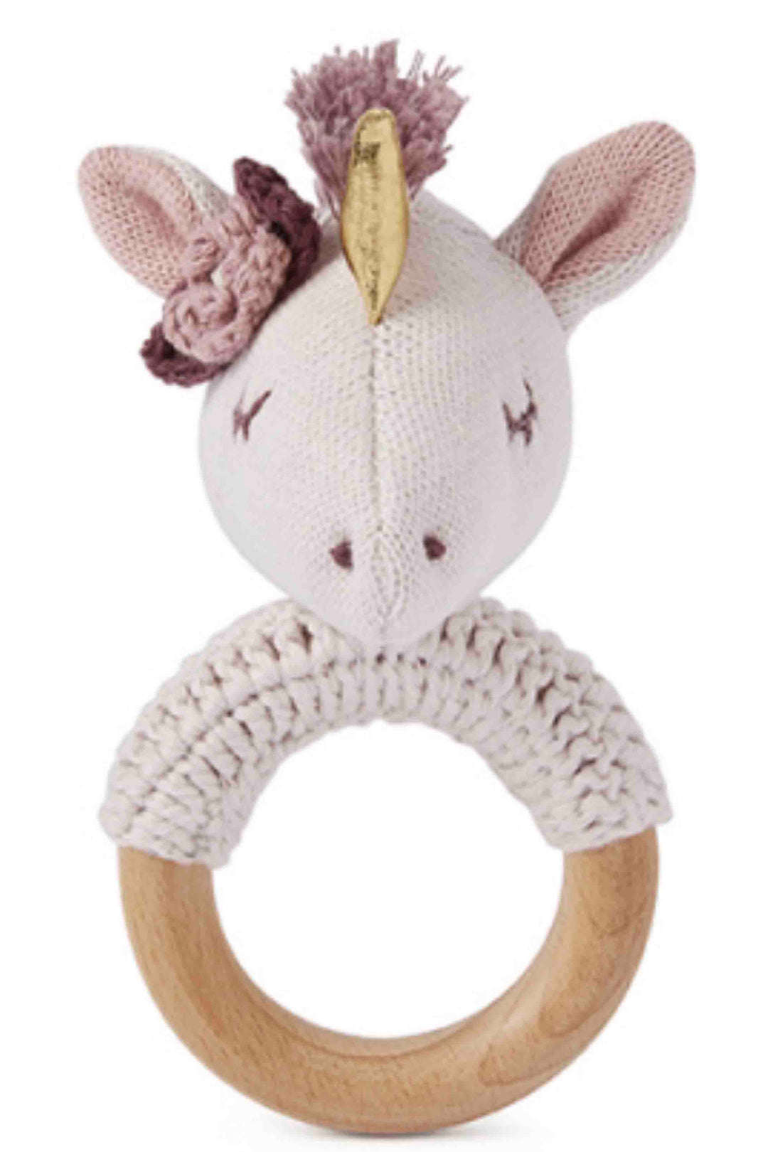 6" Unicorn Ring Rattle by Elegant Baby