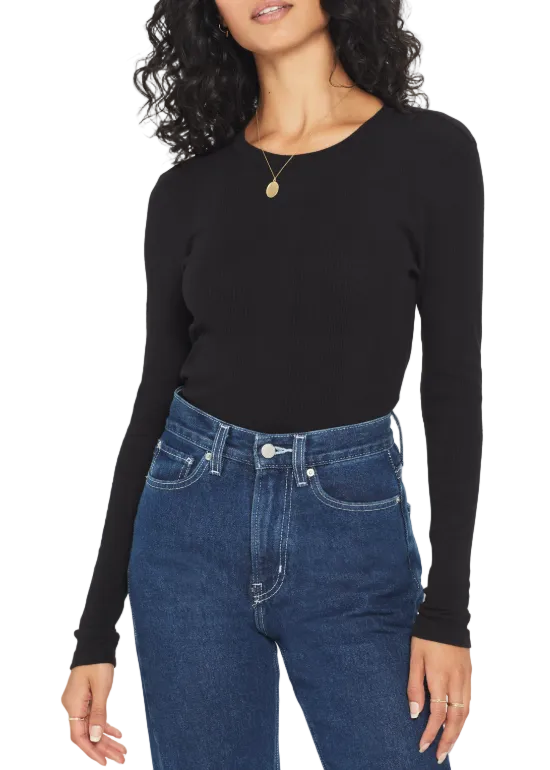 Black Long Sleeve Cotton Rib Tee by Goldie Tees 