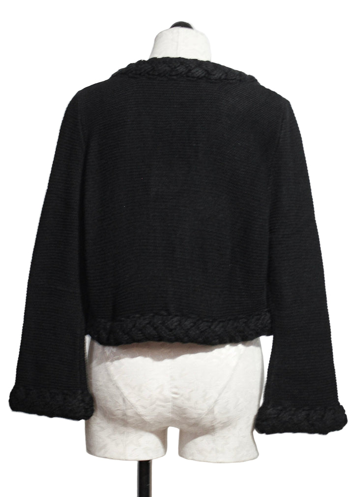 back view of Black cropped Honey Cardigan by Elizabeth James