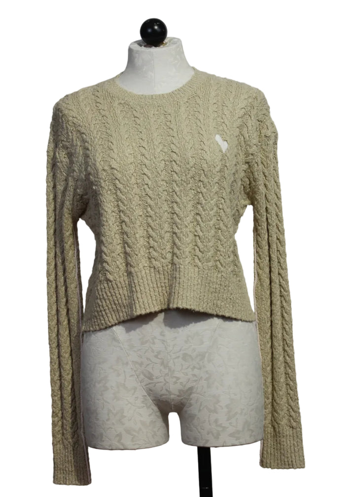 Oak colored Dune Cable Knit Sweater by Kerri Rosenthal 