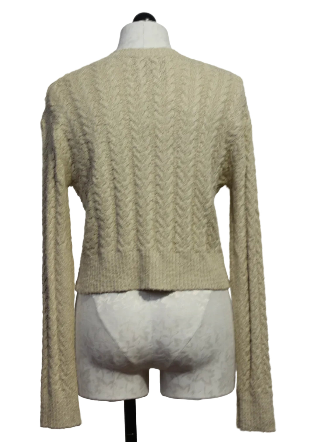 back view of Oak colored Dune Cable Knit Sweater by Kerri Rosenthal 