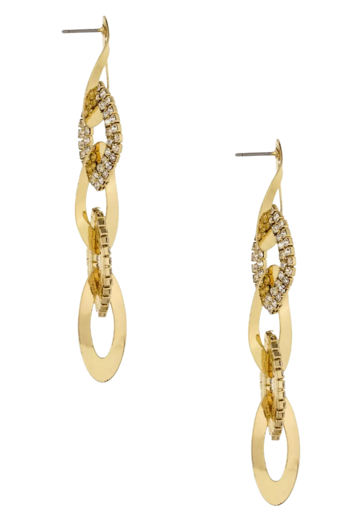 side view of Crystal and Rope Chain Earrings by Ettika