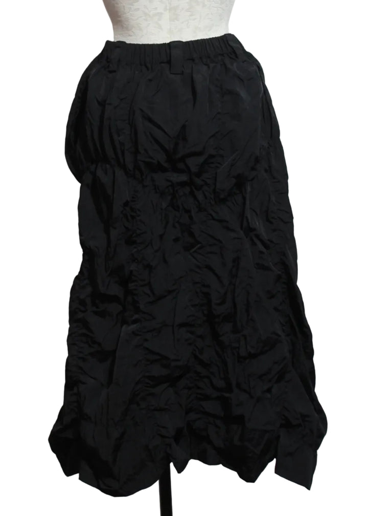 back view of Black Puckered Pull-On Skirt by Moyuru