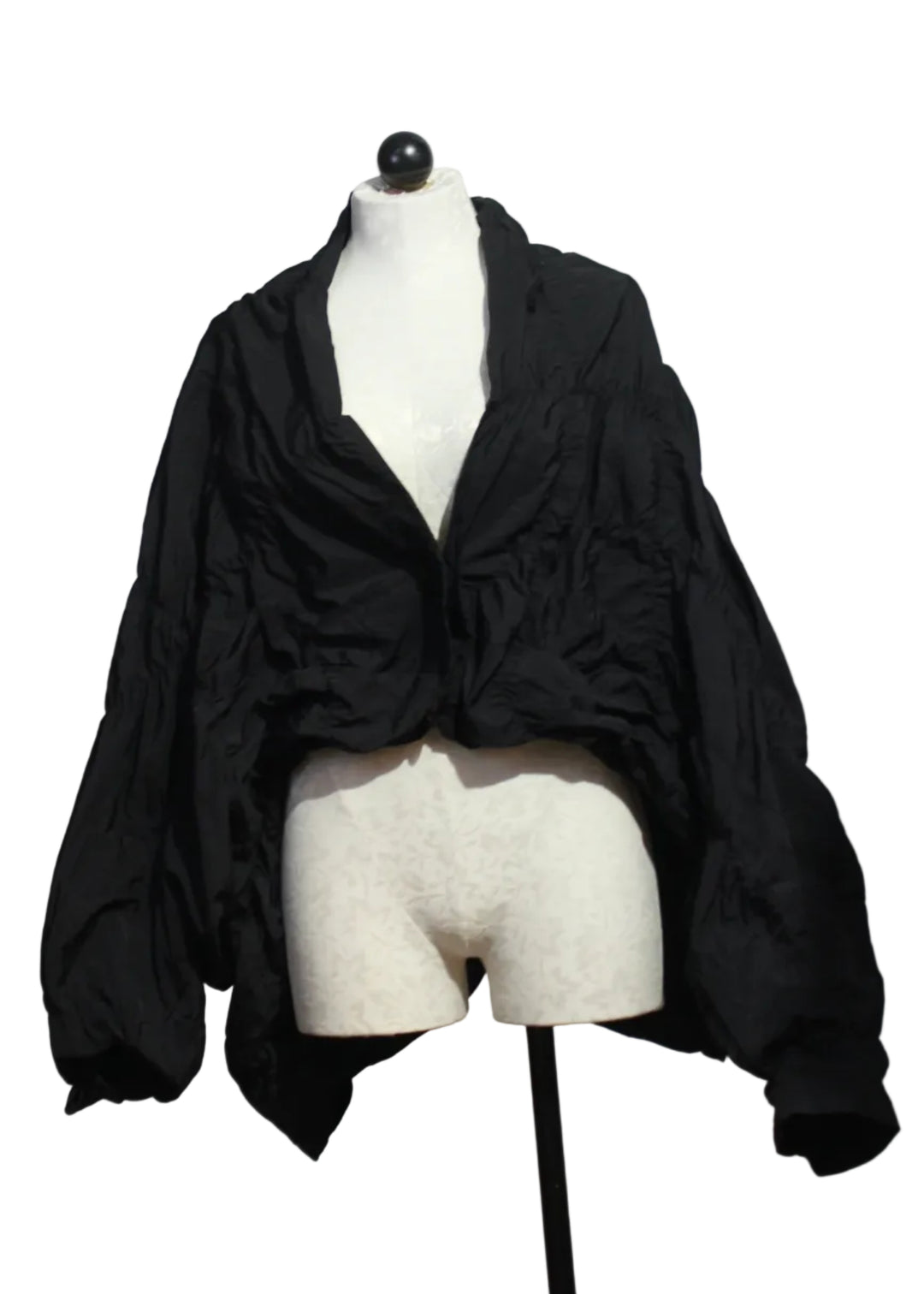 Black Puckered Dolman Long Sleeve Jacket by Moyuru 