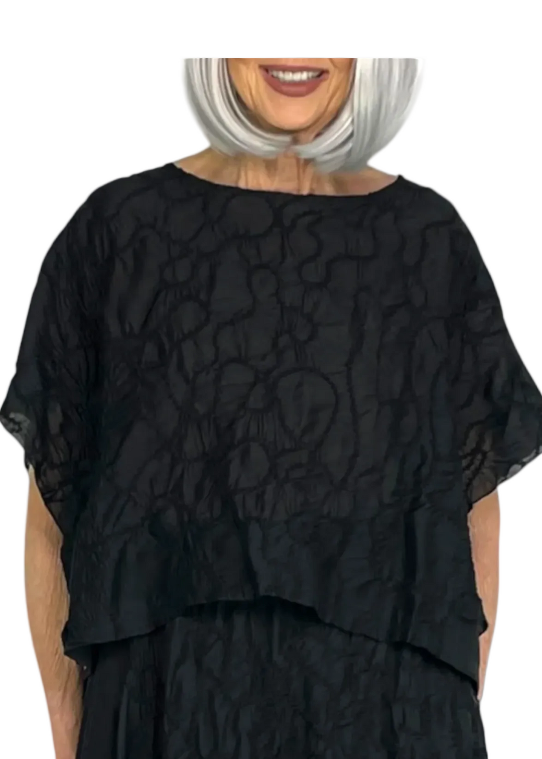 The Embroidered Cap Sleeve Cropped Top by Moyuru 